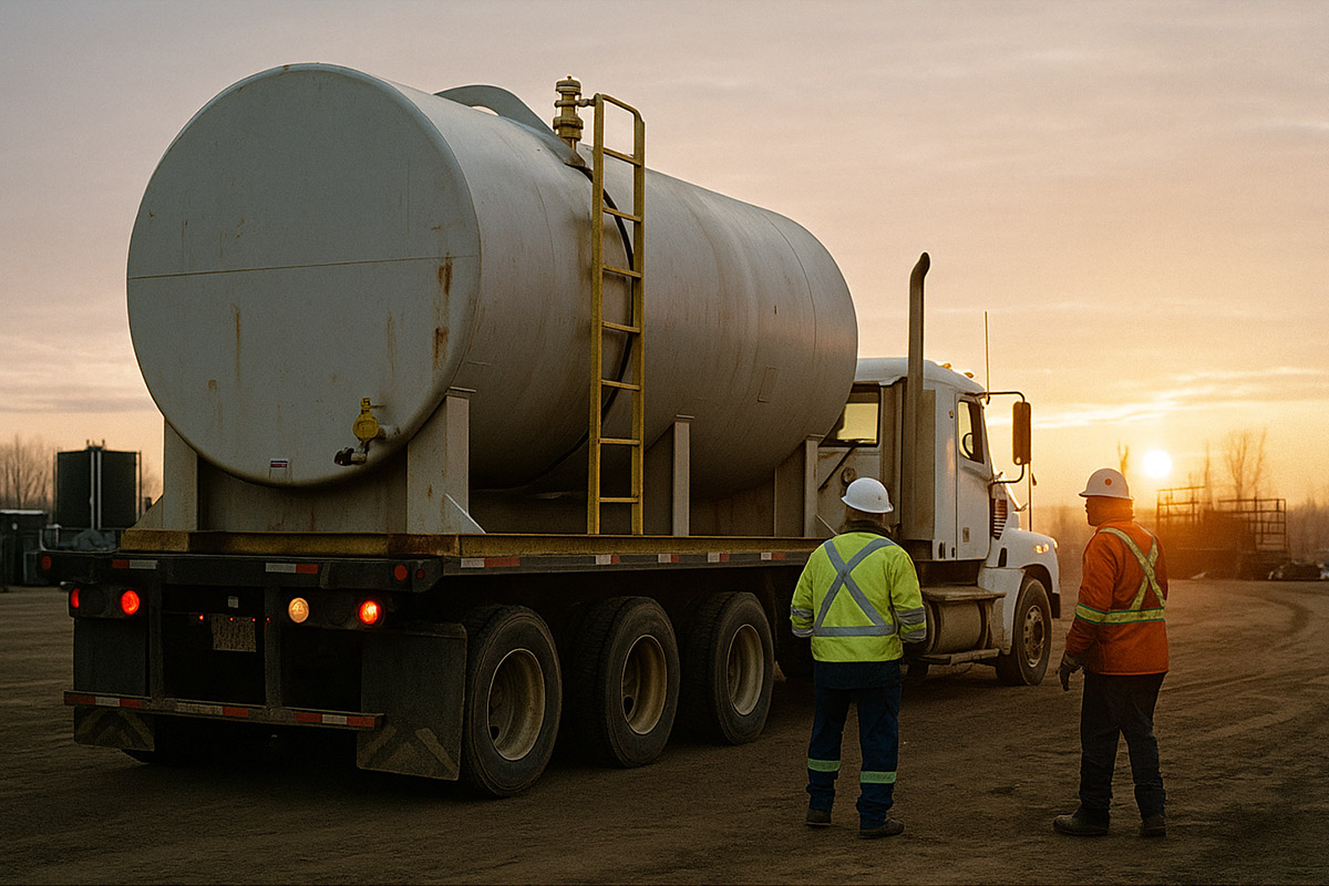 skidded tank rental delivery Alberta oilfield – Benoit Rentals